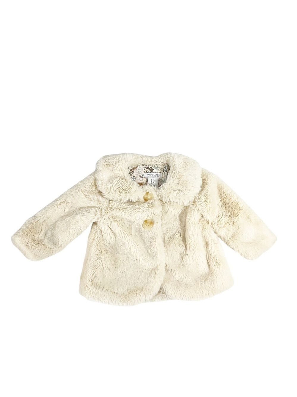 Rachel Zoe Baby Girls Faux Fur Coat Cream Ivory 12M Woodland Lining Snap Closure